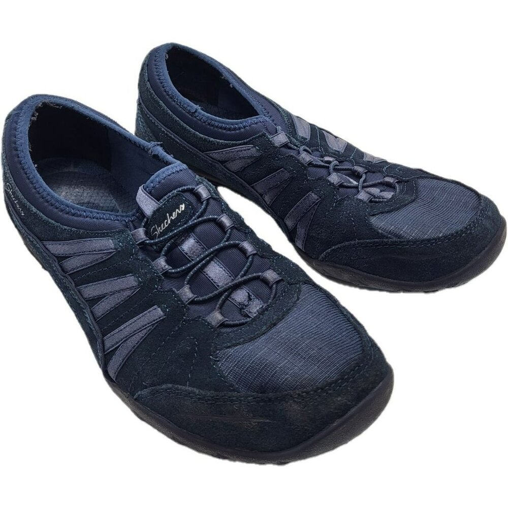 Skechers Slip-On Sneakers Y2K Suede Leather Navy Grey Women's 9